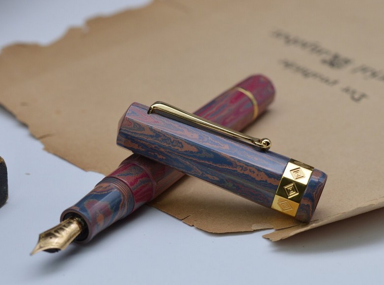 Faceted Series - Santini Italia Faceted Nonagon Burano Ebonite Ltd Ed Fountain Pen